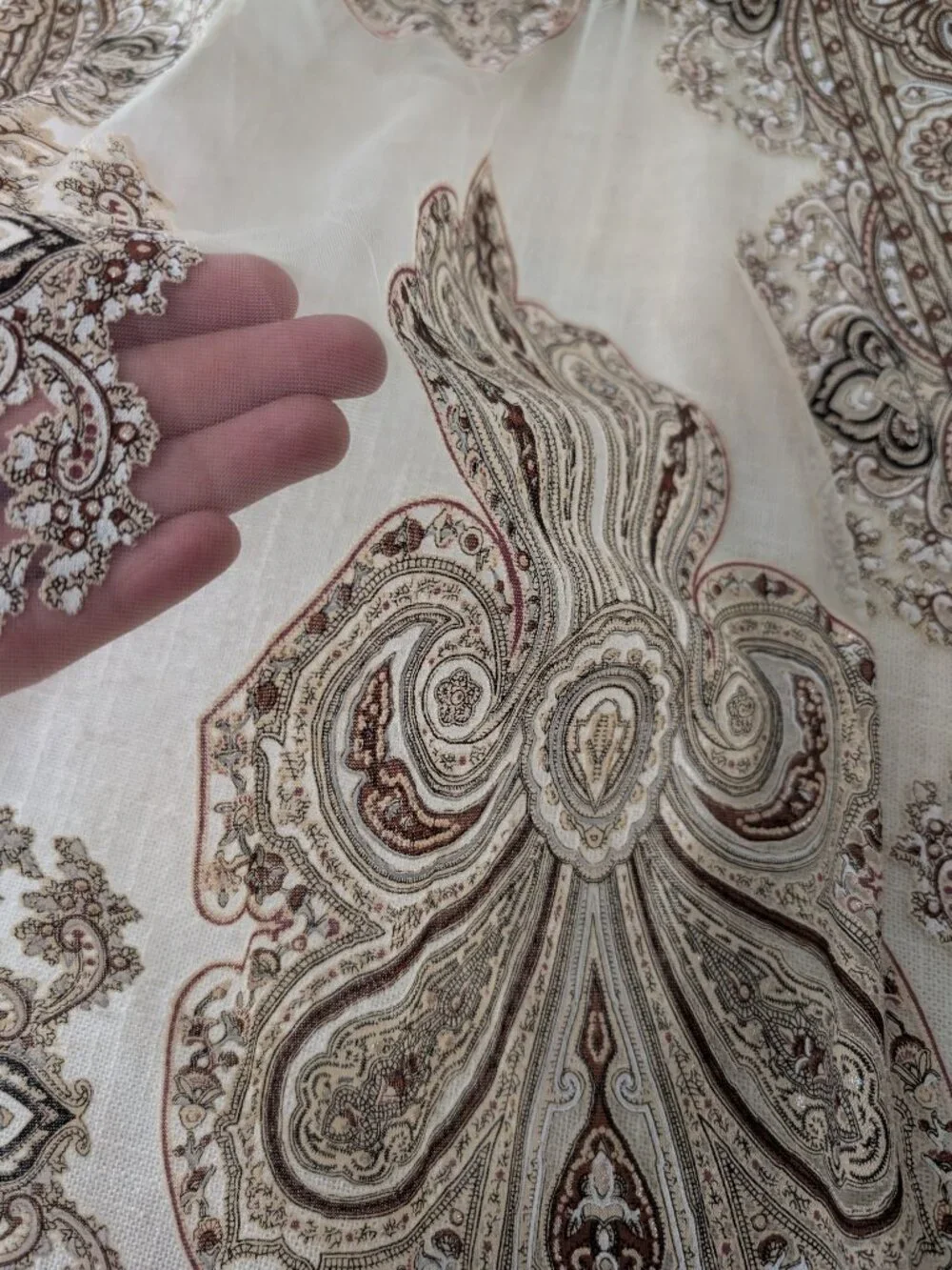 Partially Sheer Beige Brown Scarf with Sparkles